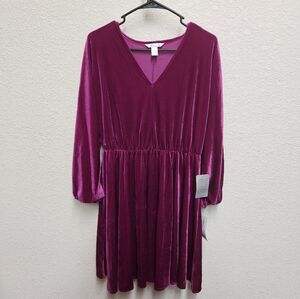 Magenta velvet dress